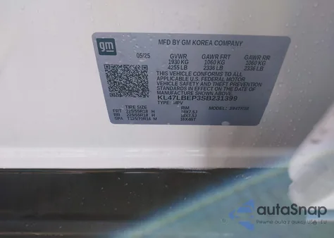 2025 Buick Envista Sport Touring Fwd from USA, damaged, VIN KL47LBEP3SB231399